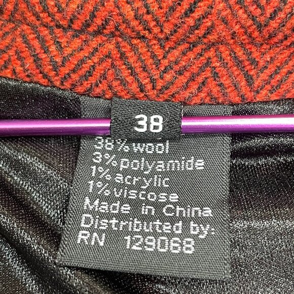 DESIGUAL Monica Faux Wrap Skirt Size 38 US 6‎ Floral Orange Black Wool Blend Y2K - Picture 4 of 5